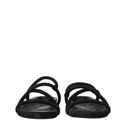Black Leather Flat Sandals-Isabel Marant-LabelTerrace.com