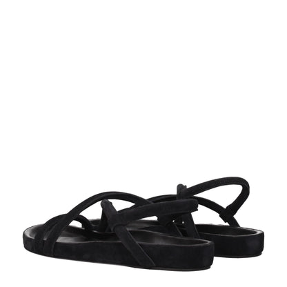 Black Leather Flat Sandals-Isabel Marant-LabelTerrace.com