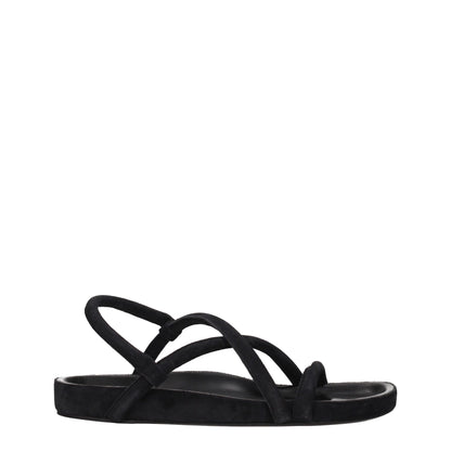 Black Leather Flat Sandals-Isabel Marant-LabelTerrace.com