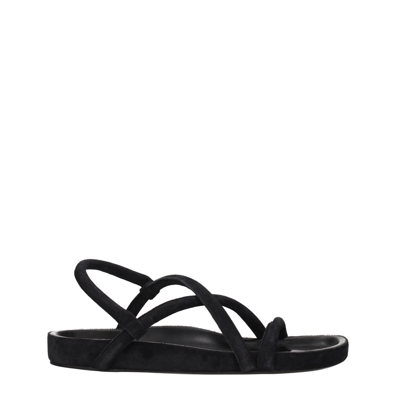 Black Leather Flat Sandals-Isabel Marant-LabelTerrace.com