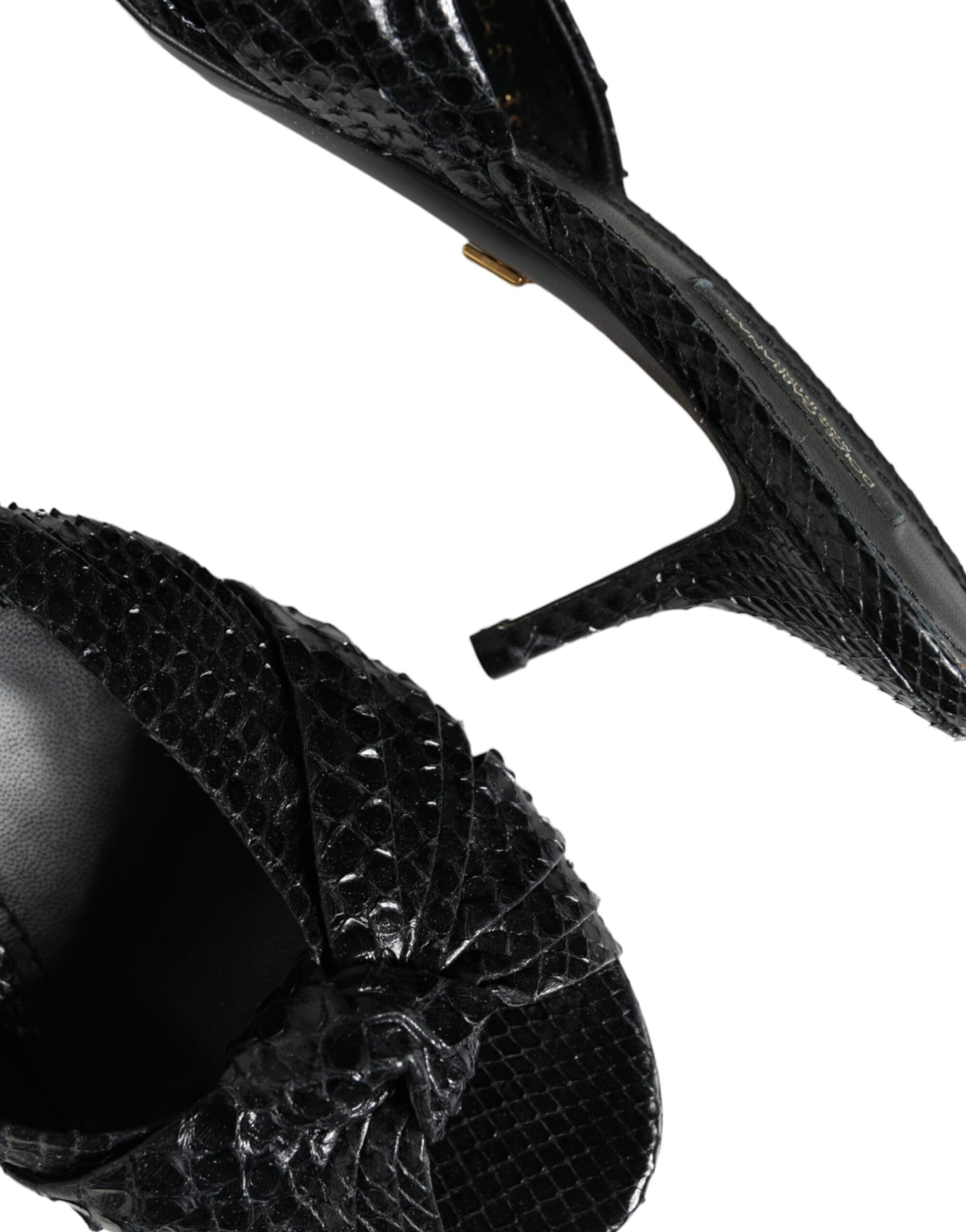 Black Leather Heels Slides Sandals Shoes-Dolce & Gabbana-LabelTerrace.com