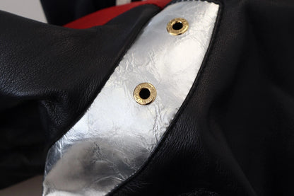 Black Leather Hooded Blouson Jacket