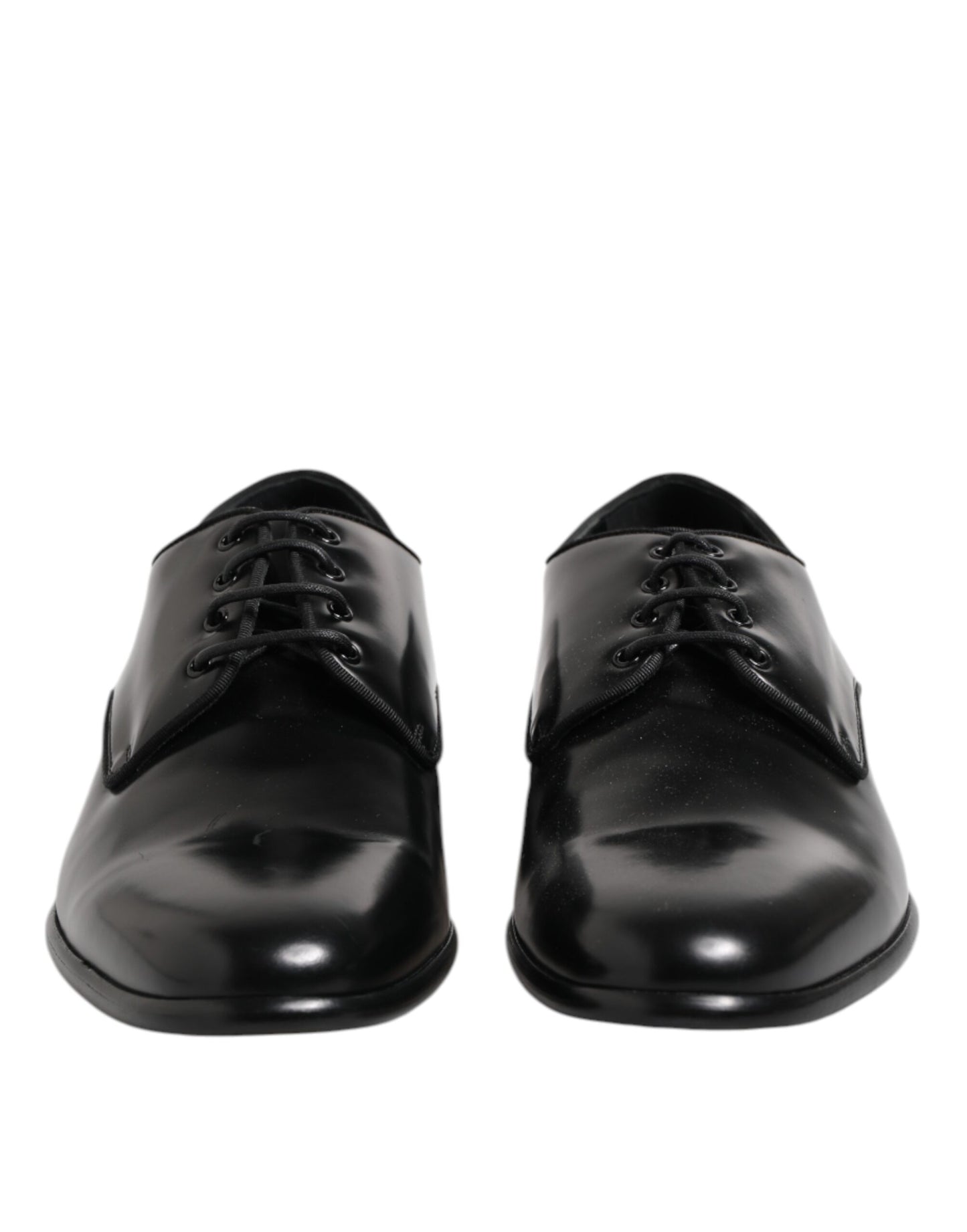 Black Leather Lace Up Derby Men Dress Shoes-Dolce & Gabbana-LabelTerrace.com