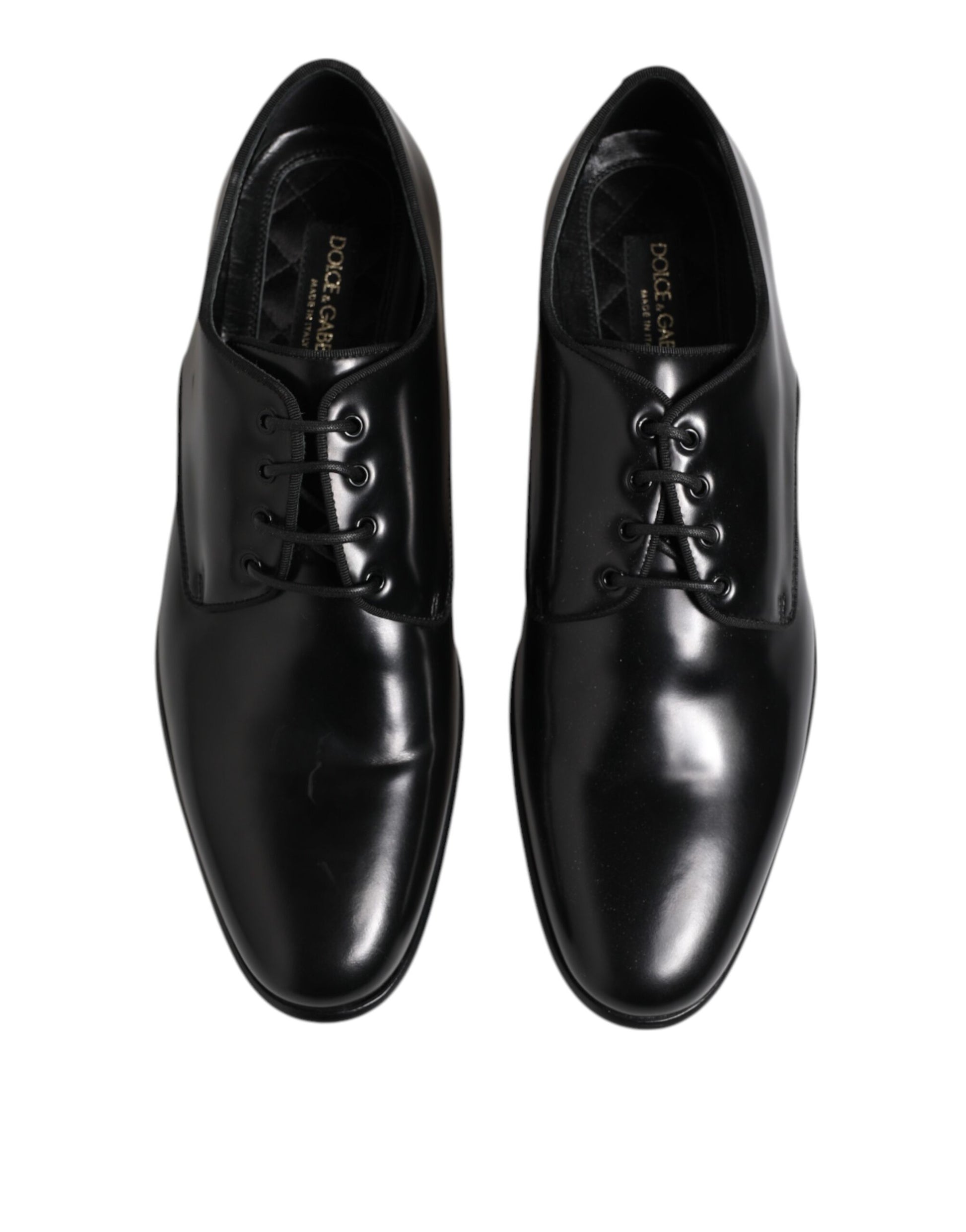 Black Leather Lace Up Derby Men Dress Shoes-Dolce & Gabbana-LabelTerrace.com
