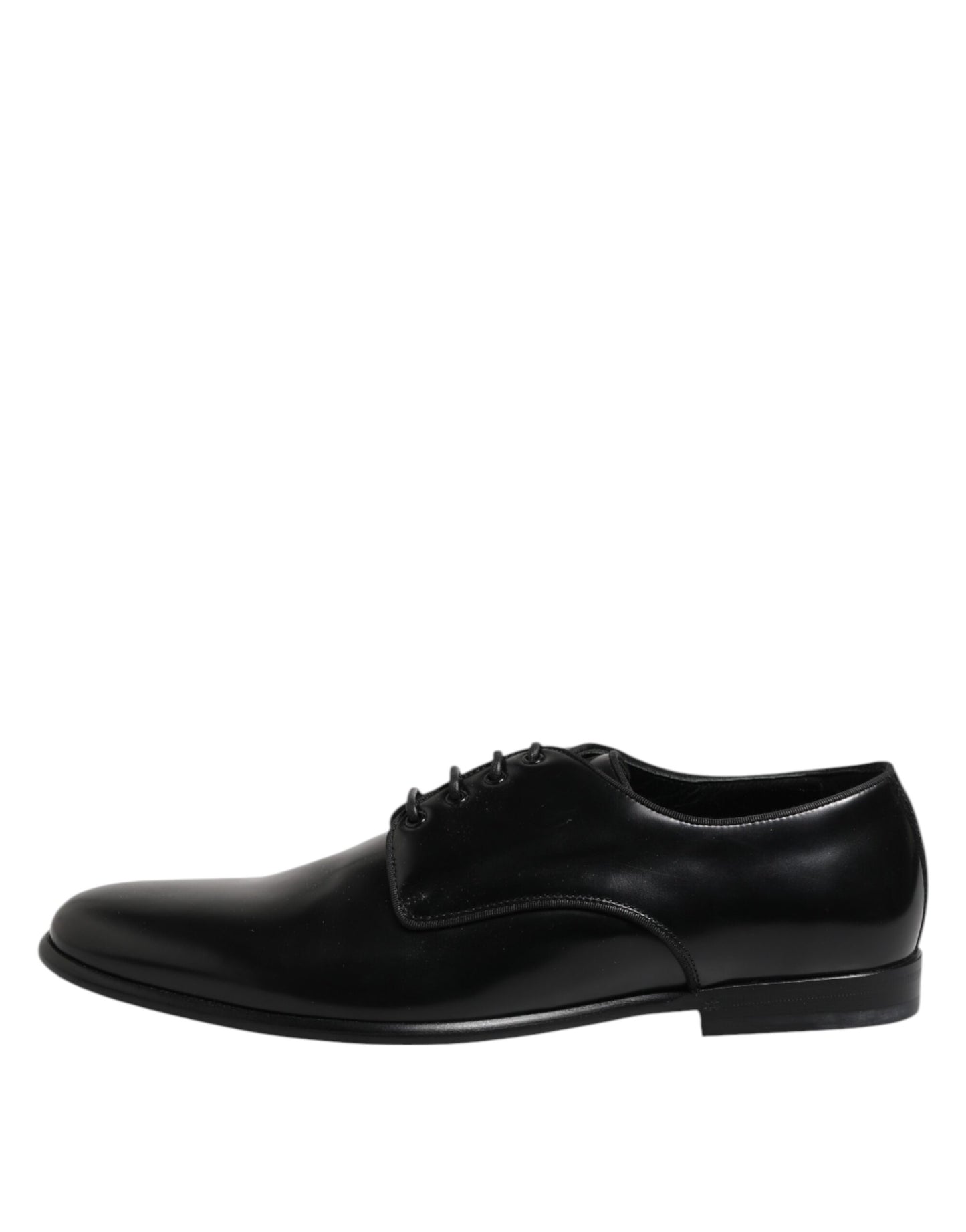 Black Leather Lace Up Derby Men Dress Shoes-Dolce & Gabbana-LabelTerrace.com