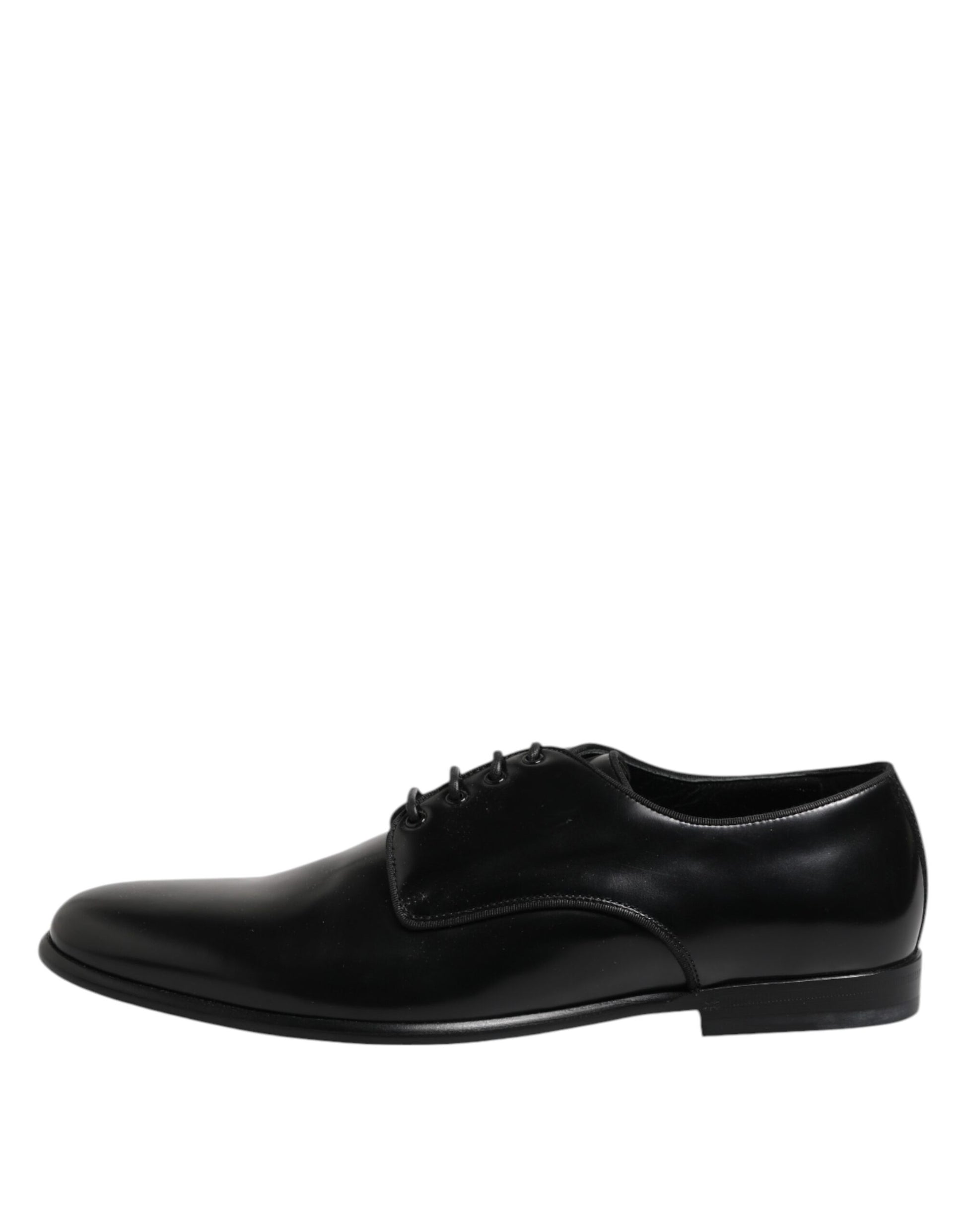 Black Leather Lace Up Derby Men Dress Shoes-Dolce & Gabbana-LabelTerrace.com