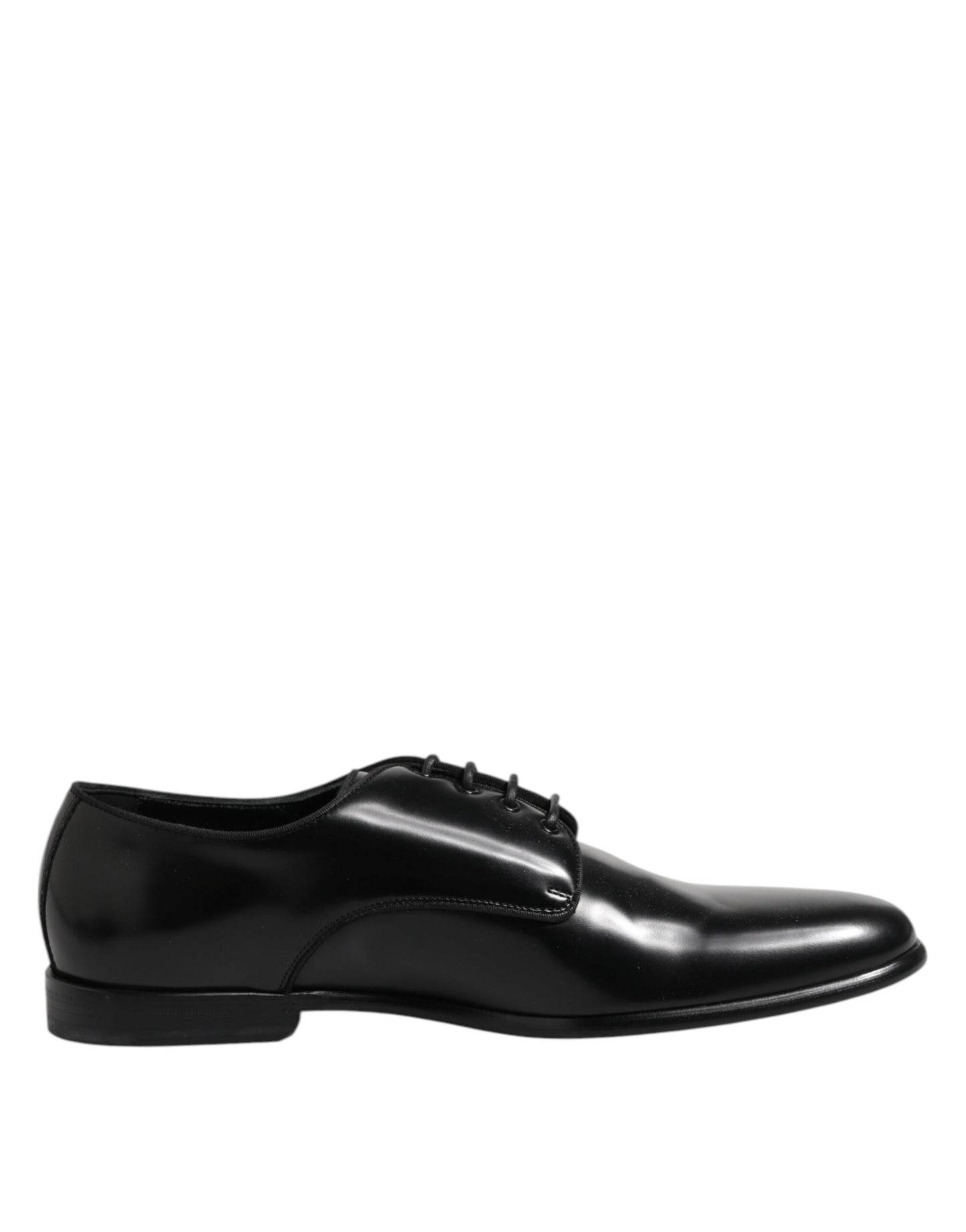 Black Leather Lace Up Derby Men Dress Shoes-Dolce & Gabbana-LabelTerrace.com