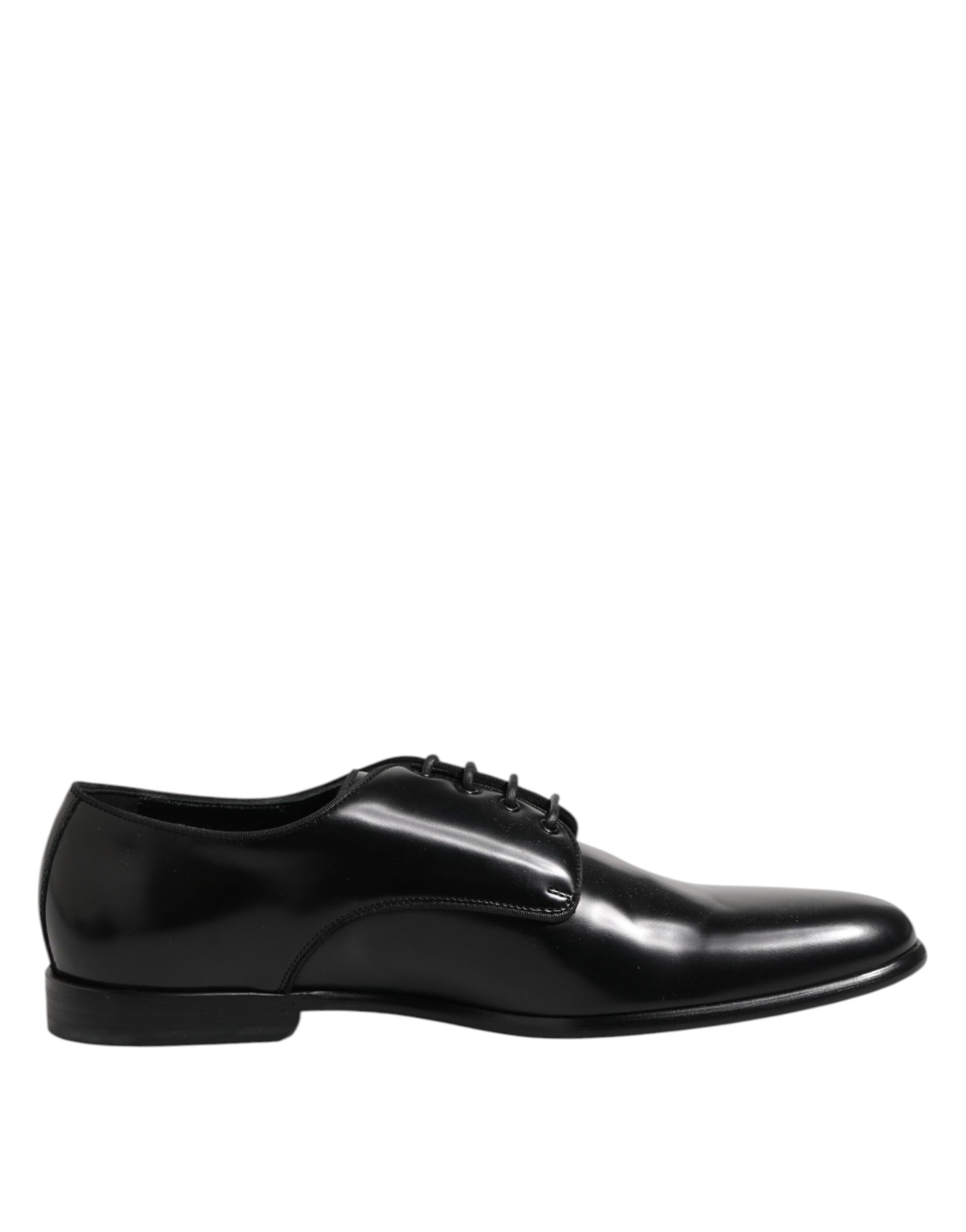 Black Leather Lace Up Derby Men Dress Shoes-Dolce & Gabbana-LabelTerrace.com