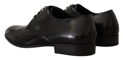 Black Leather Lace Up Formal Derby Shoes-Dolce & Gabbana-LabelTerrace.com