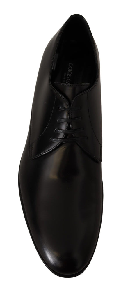 Black Leather Lace Up Formal Derby Shoes-Dolce & Gabbana-LabelTerrace.com