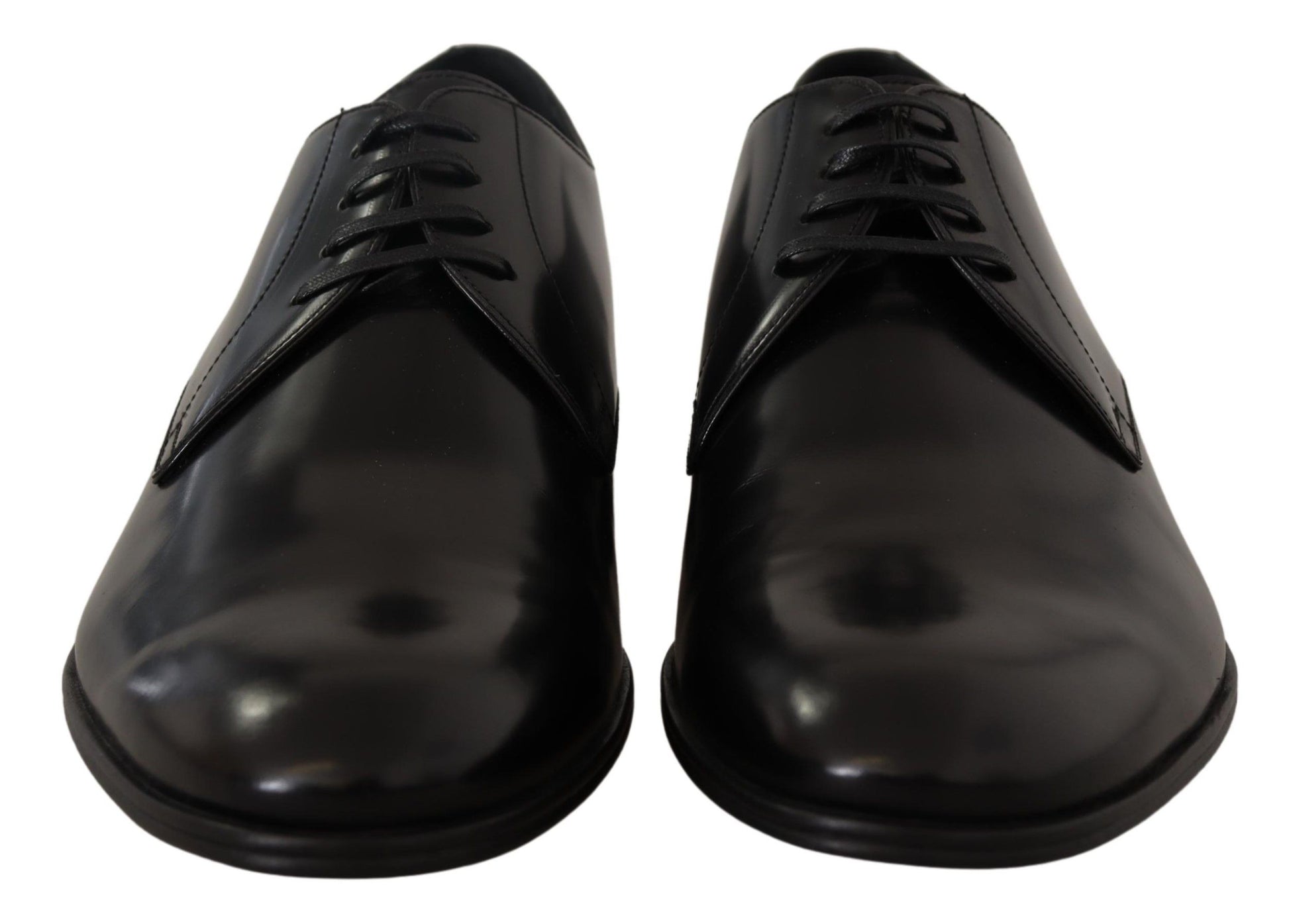 Black Leather Lace Up Formal Derby Shoes-Dolce & Gabbana-LabelTerrace.com