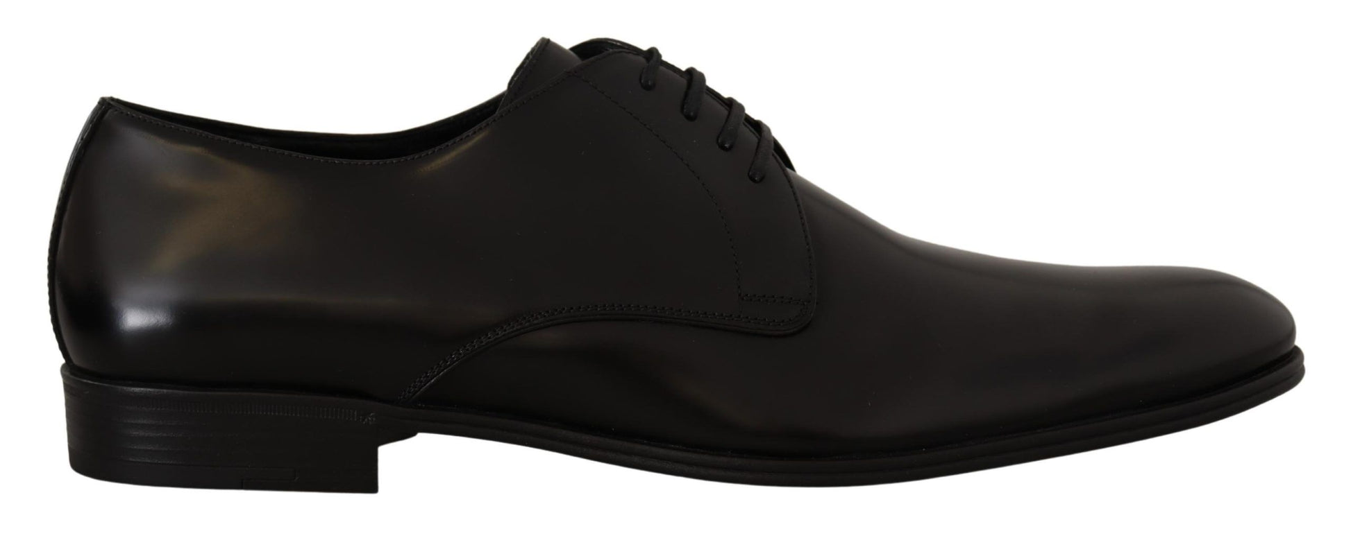 Black Leather Lace Up Formal Derby Shoes-Dolce & Gabbana-LabelTerrace.com