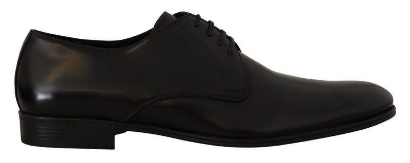 Black Leather Lace Up Formal Derby Shoes-Dolce & Gabbana-LabelTerrace.com