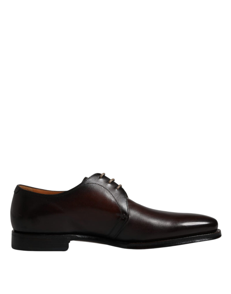 Black Leather Lace Up Men Derby Formal Shoes-Dolce & Gabbana-LabelTerrace.com