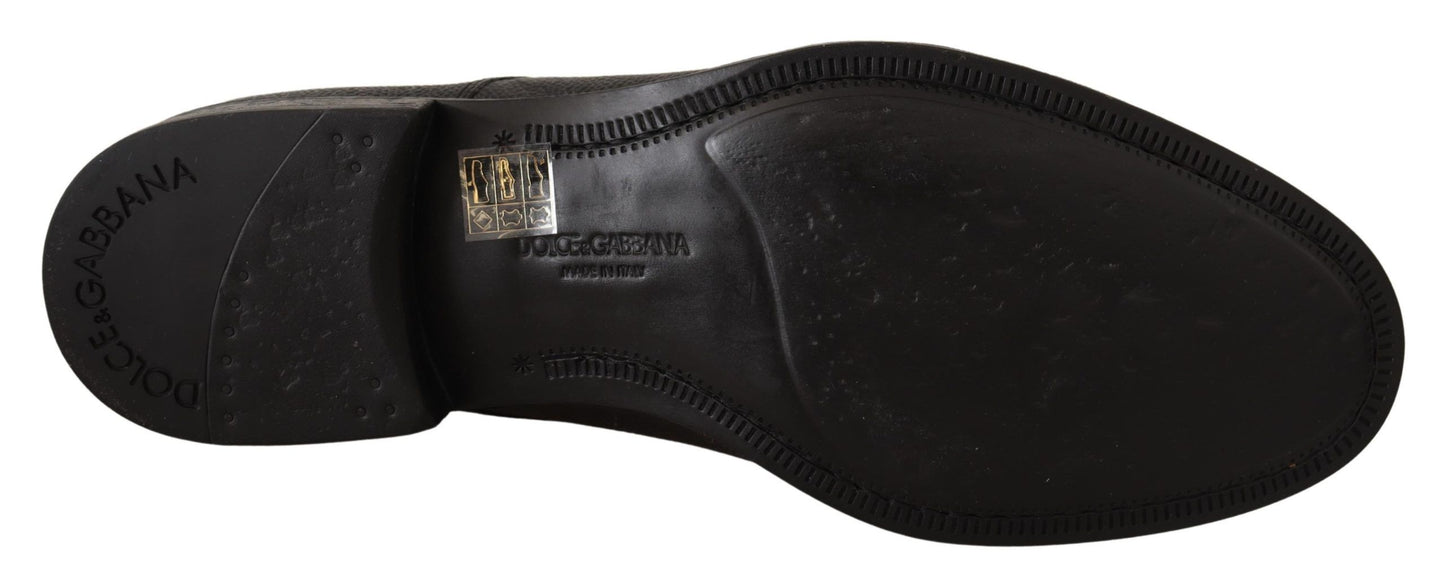 Black Leather Lace Up Mens Formal Derby Shoes-Dolce & Gabbana-LabelTerrace.com