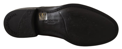 Black Leather Lace Up Mens Formal Derby Shoes-Dolce & Gabbana-LabelTerrace.com