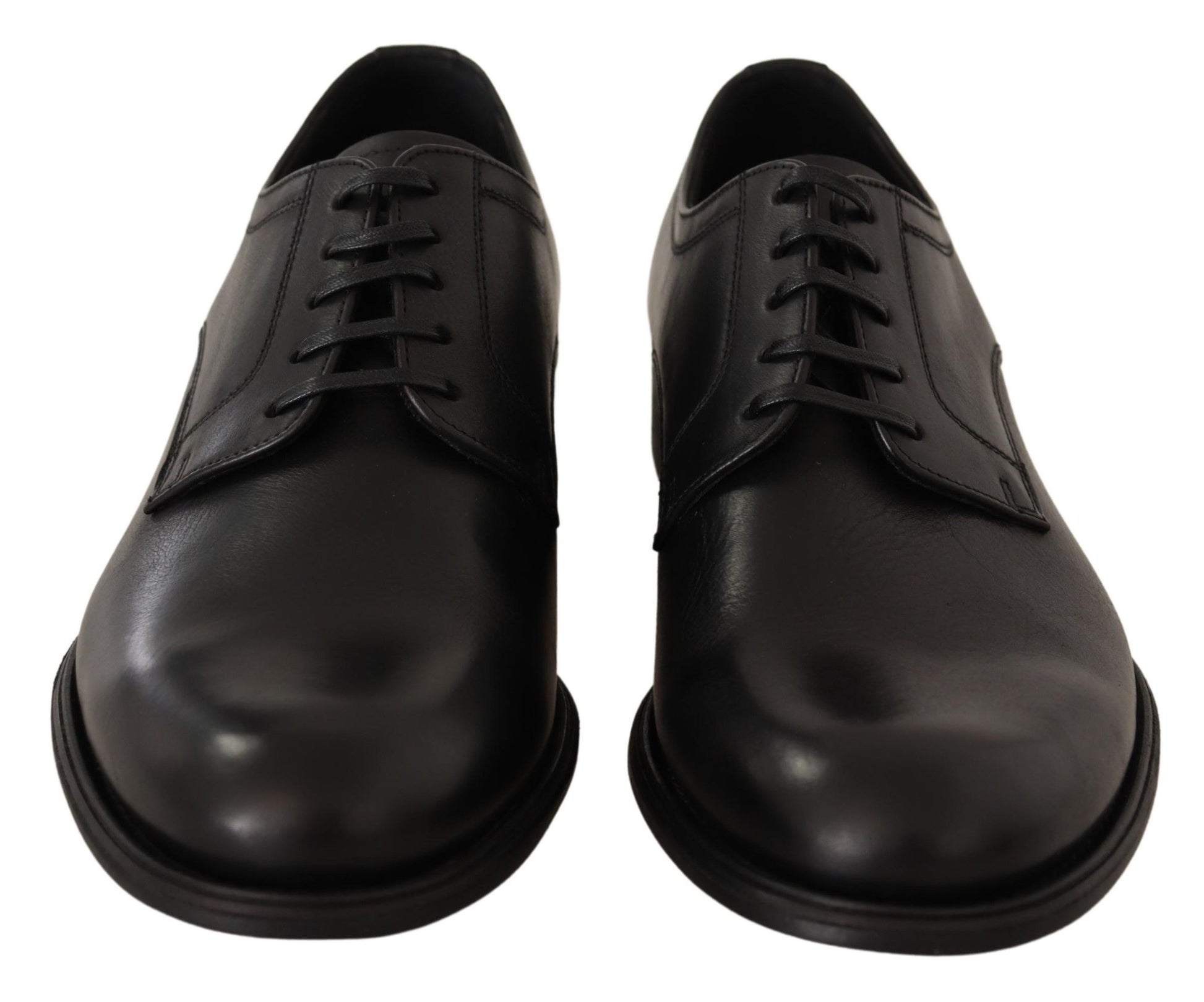 Black Leather Lace Up Mens Formal Derby Shoes-Dolce & Gabbana-LabelTerrace.com
