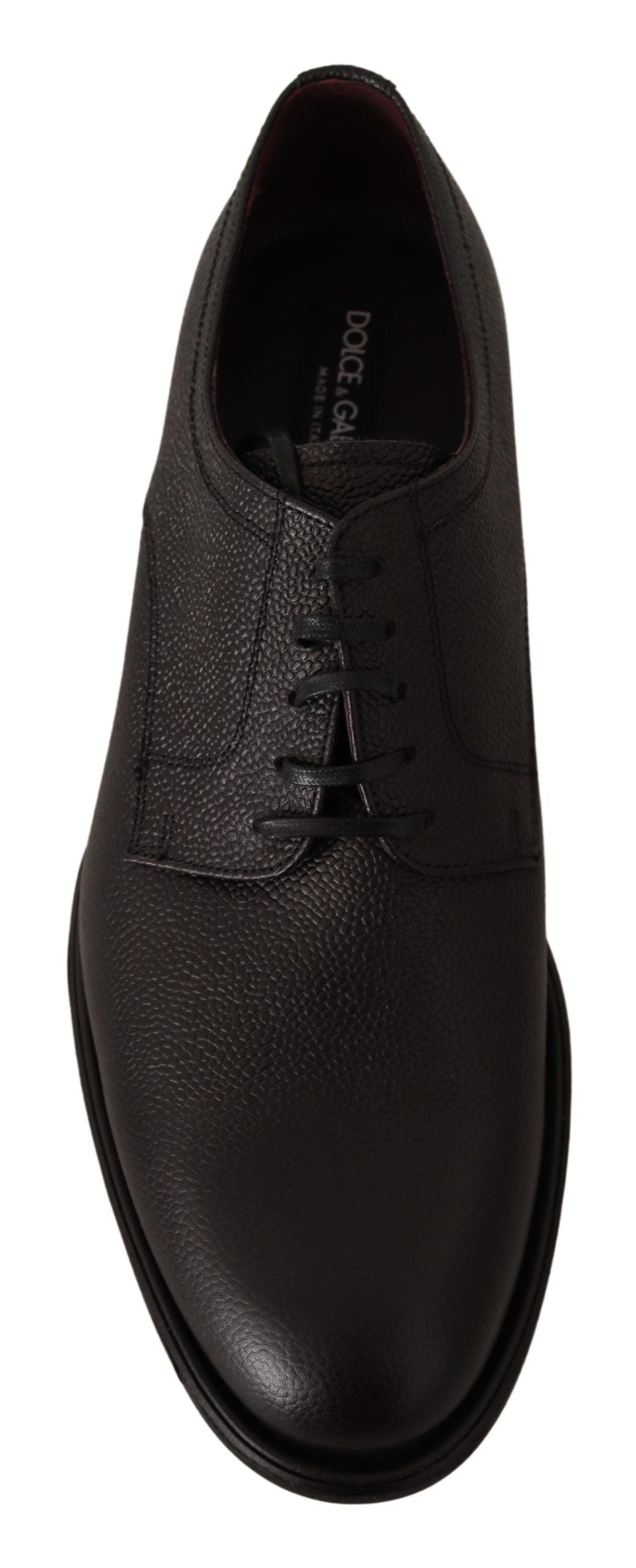 Black Leather Lace Up Mens Formal Derby Shoes-Dolce & Gabbana-LabelTerrace.com