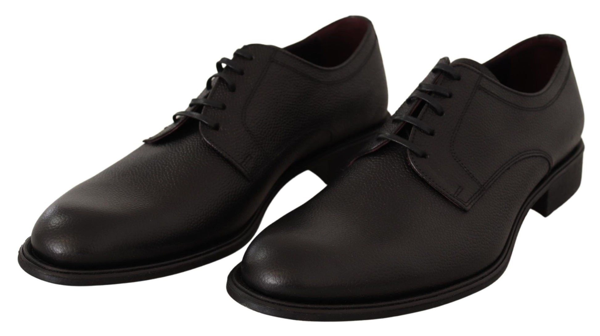 Black Leather Lace Up Mens Formal Derby Shoes-Dolce & Gabbana-LabelTerrace.com