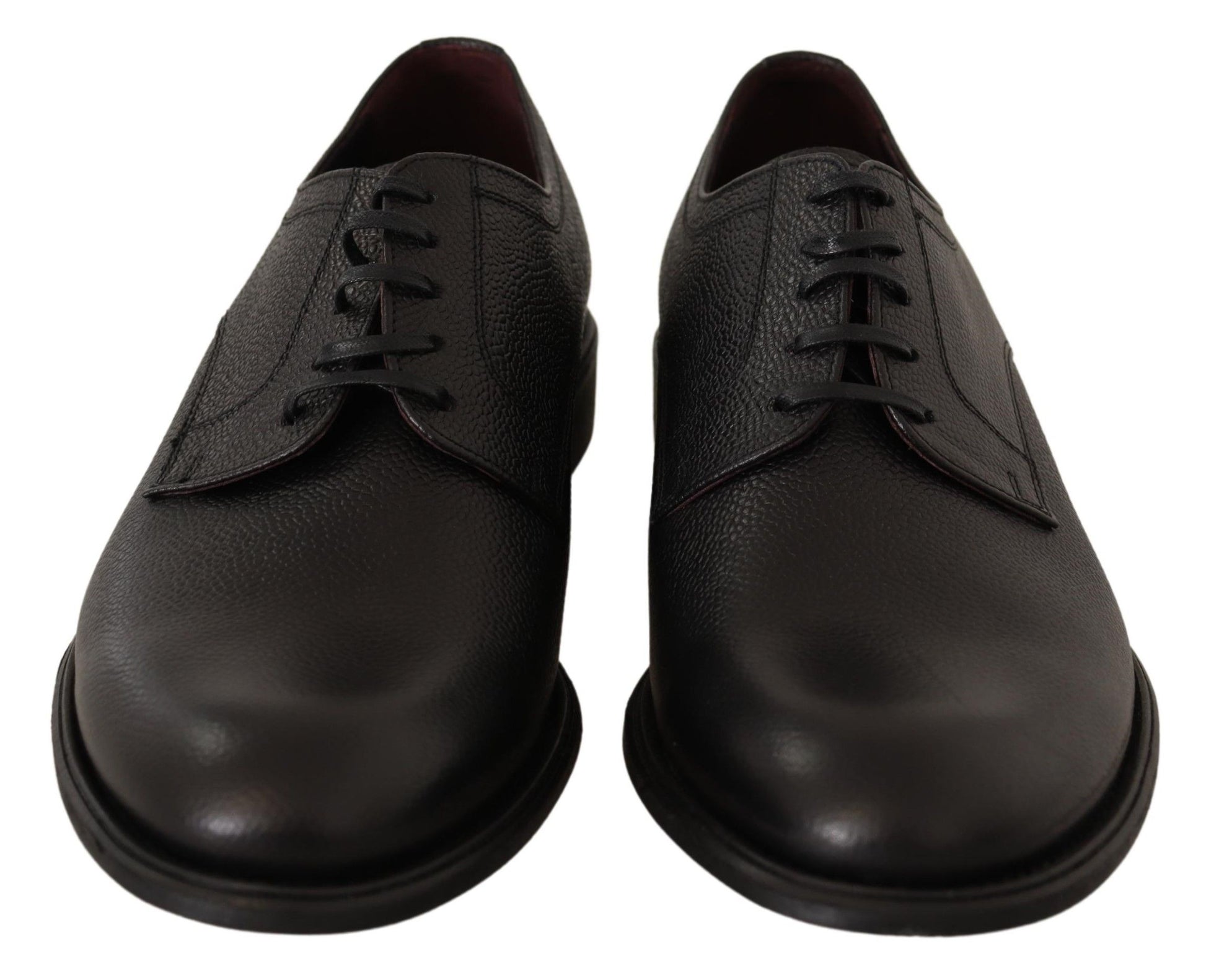 Black Leather Lace Up Mens Formal Derby Shoes-Dolce & Gabbana-LabelTerrace.com