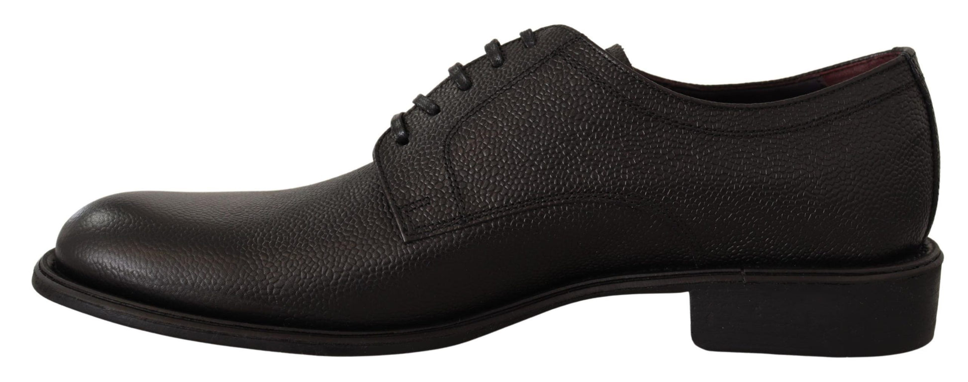 Black Leather Lace Up Mens Formal Derby Shoes-Dolce & Gabbana-LabelTerrace.com