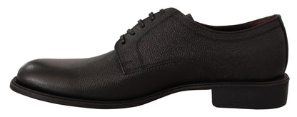 Black Leather Lace Up Mens Formal Derby Shoes-Dolce & Gabbana-LabelTerrace.com