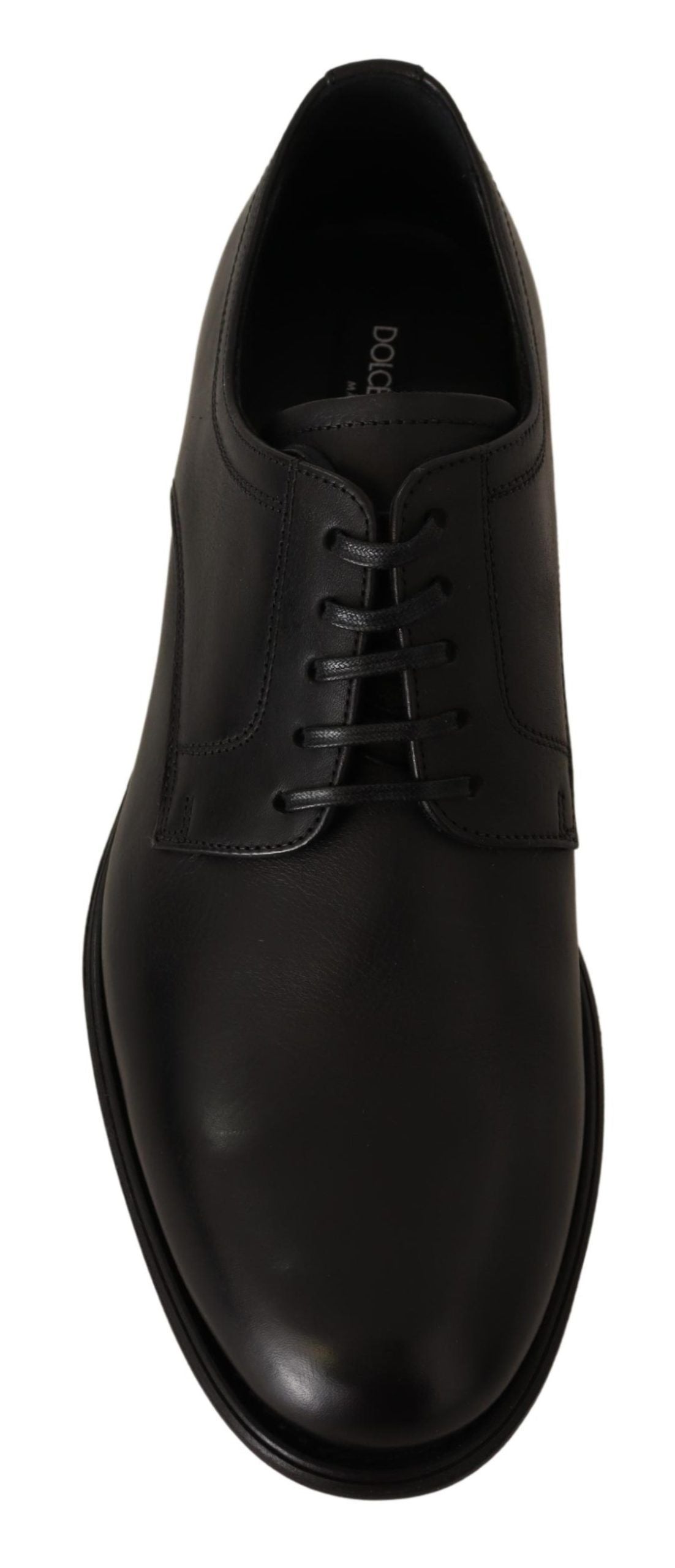 Black Leather Lace Up Mens Formal Derby Shoes-Dolce & Gabbana-LabelTerrace.com