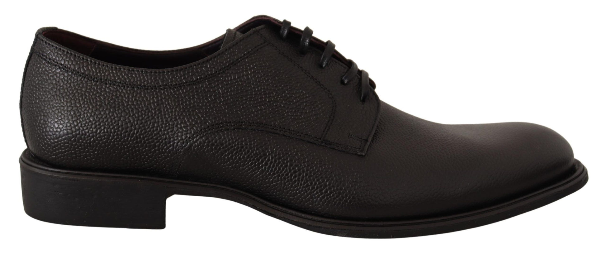 Black Leather Lace Up Mens Formal Derby Shoes-Dolce & Gabbana-LabelTerrace.com