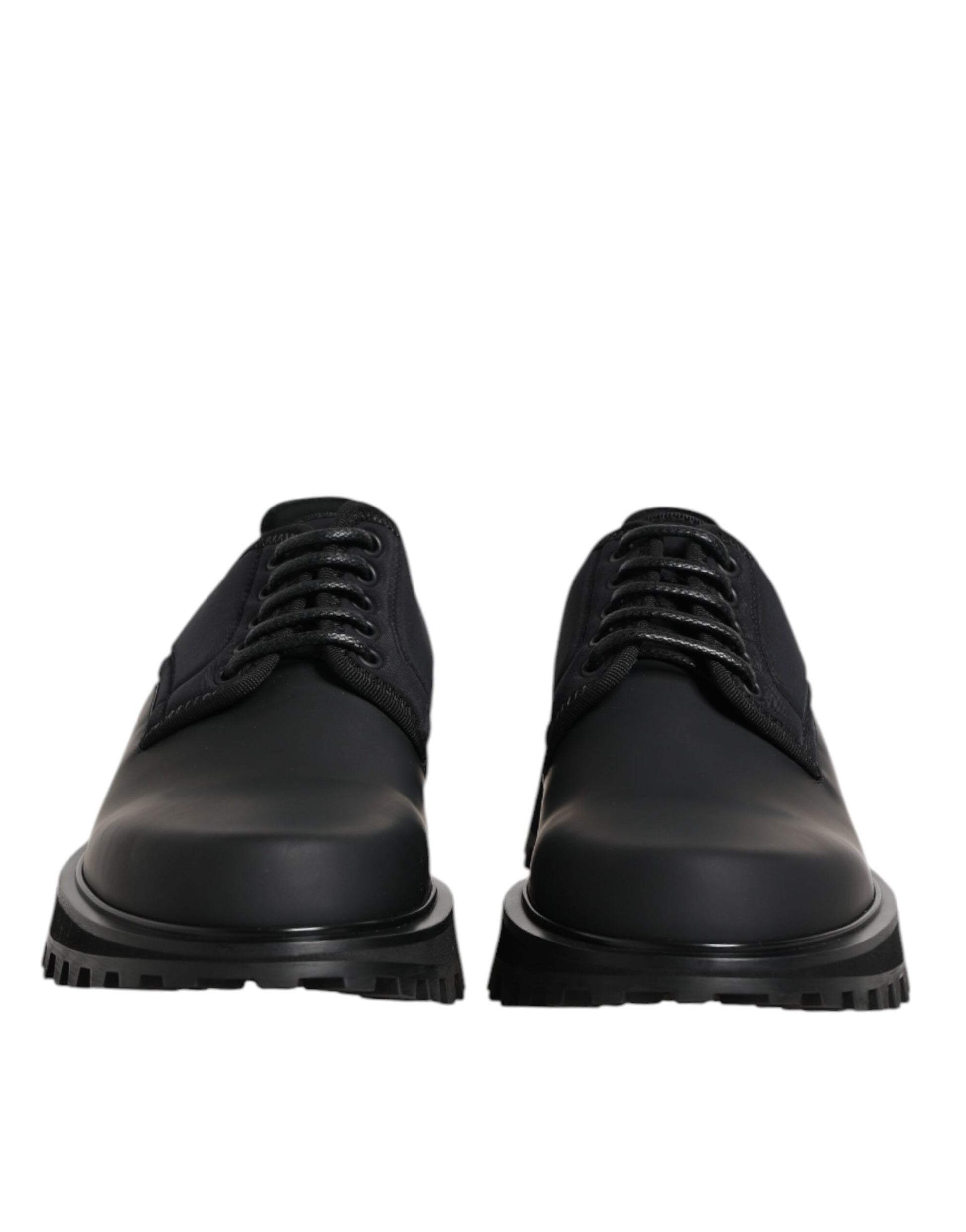 Black Leather Lace Up Trekking Dress Shoes-Dolce & Gabbana-LabelTerrace.com