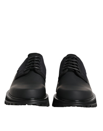 Black Leather Lace Up Trekking Dress Shoes-Dolce & Gabbana-LabelTerrace.com