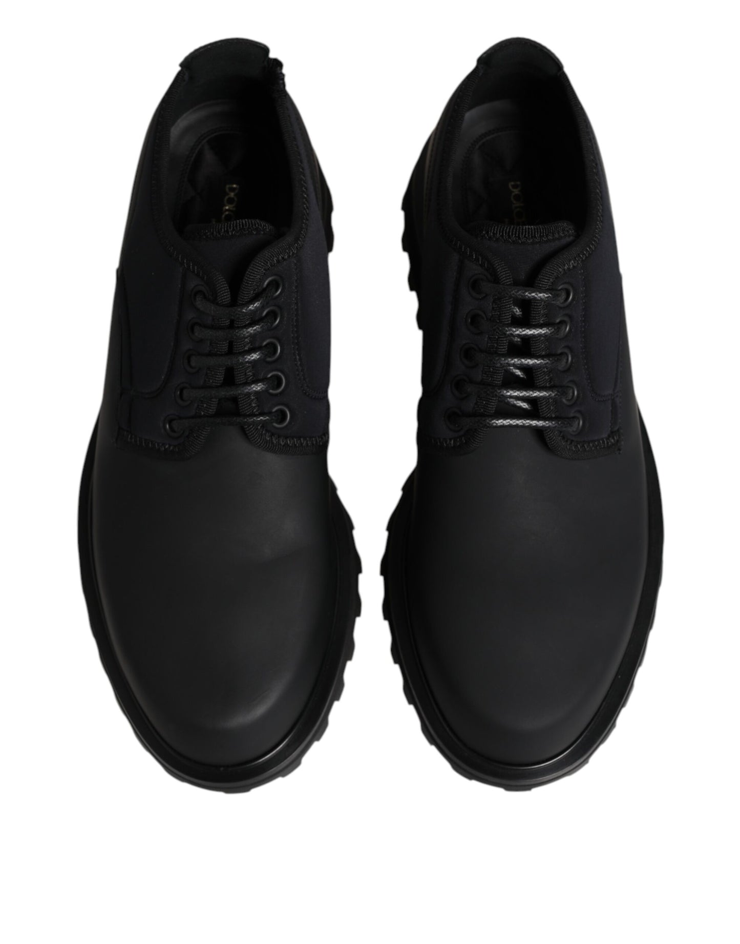 Black Leather Lace Up Trekking Dress Shoes-Dolce & Gabbana-LabelTerrace.com