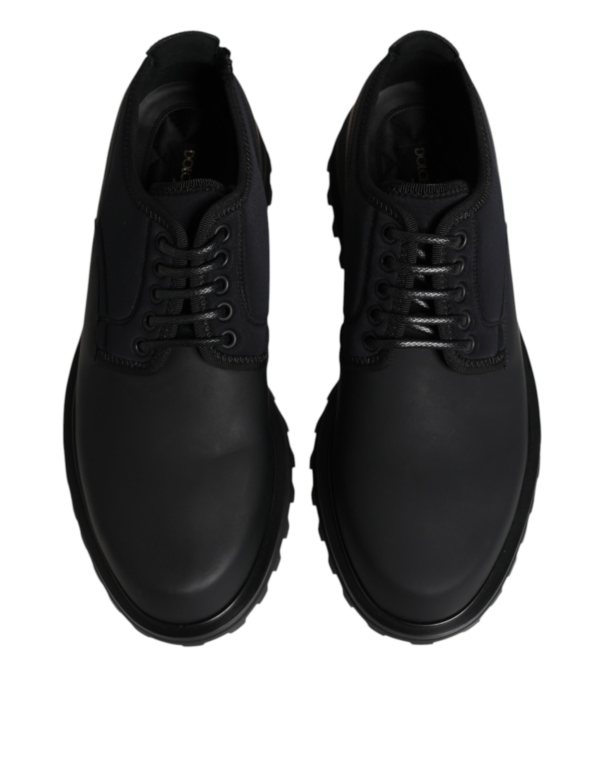 Black Leather Lace Up Trekking Dress Shoes-Dolce & Gabbana-LabelTerrace.com