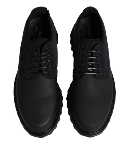Black Leather Lace Up Trekking Dress Shoes-Dolce & Gabbana-LabelTerrace.com