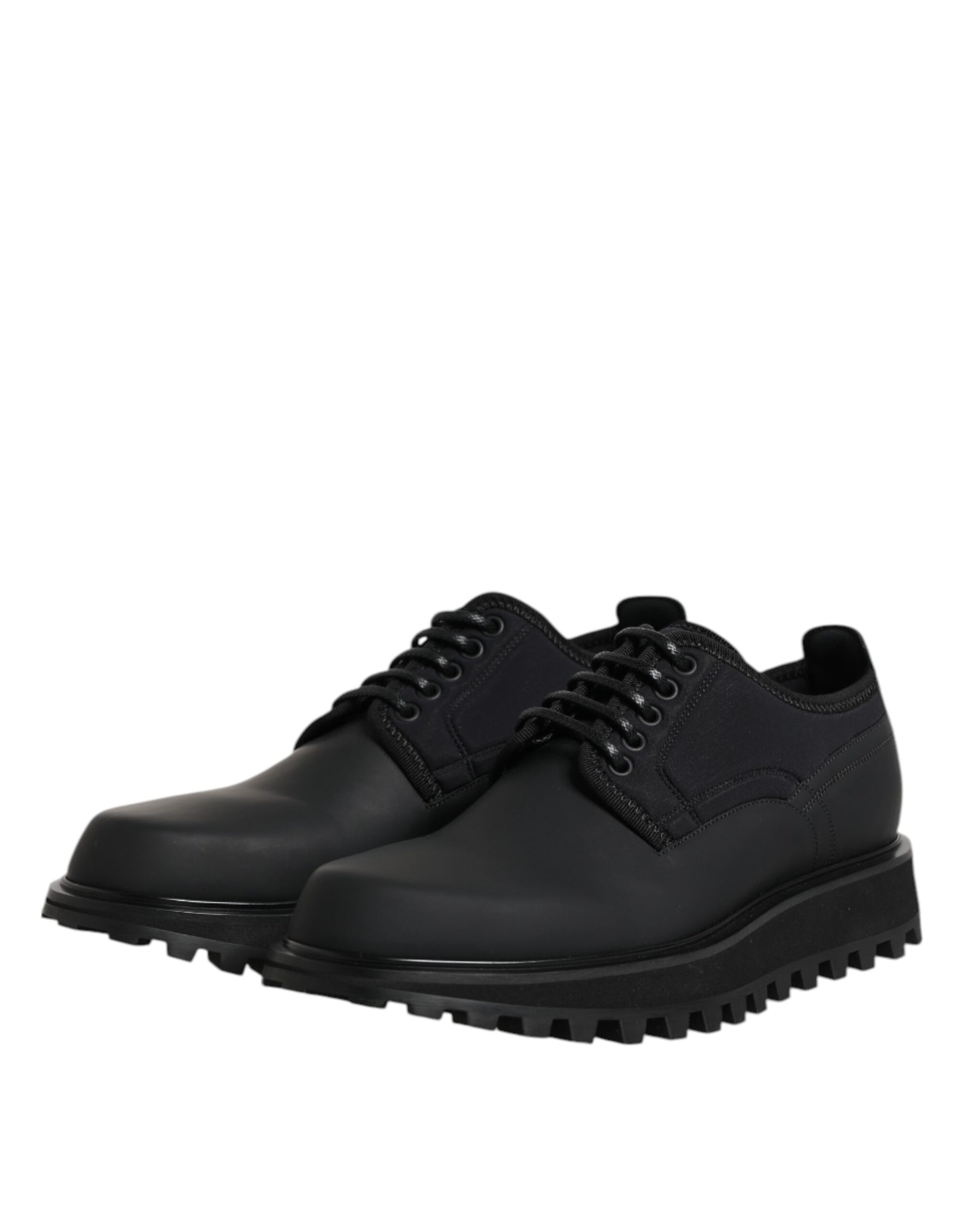 Black Leather Lace Up Trekking Dress Shoes-Dolce & Gabbana-LabelTerrace.com