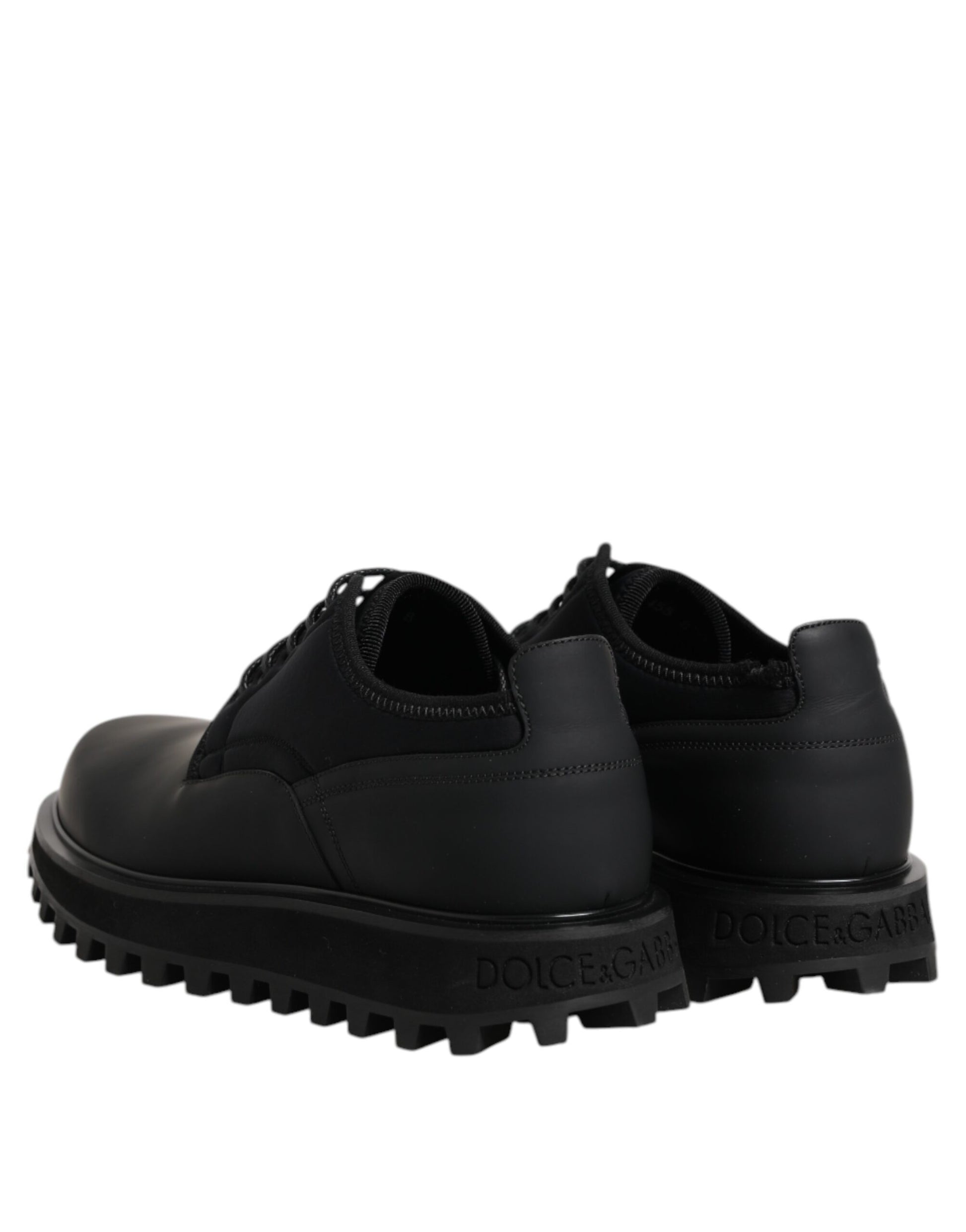 Black Leather Lace Up Trekking Dress Shoes-Dolce & Gabbana-LabelTerrace.com