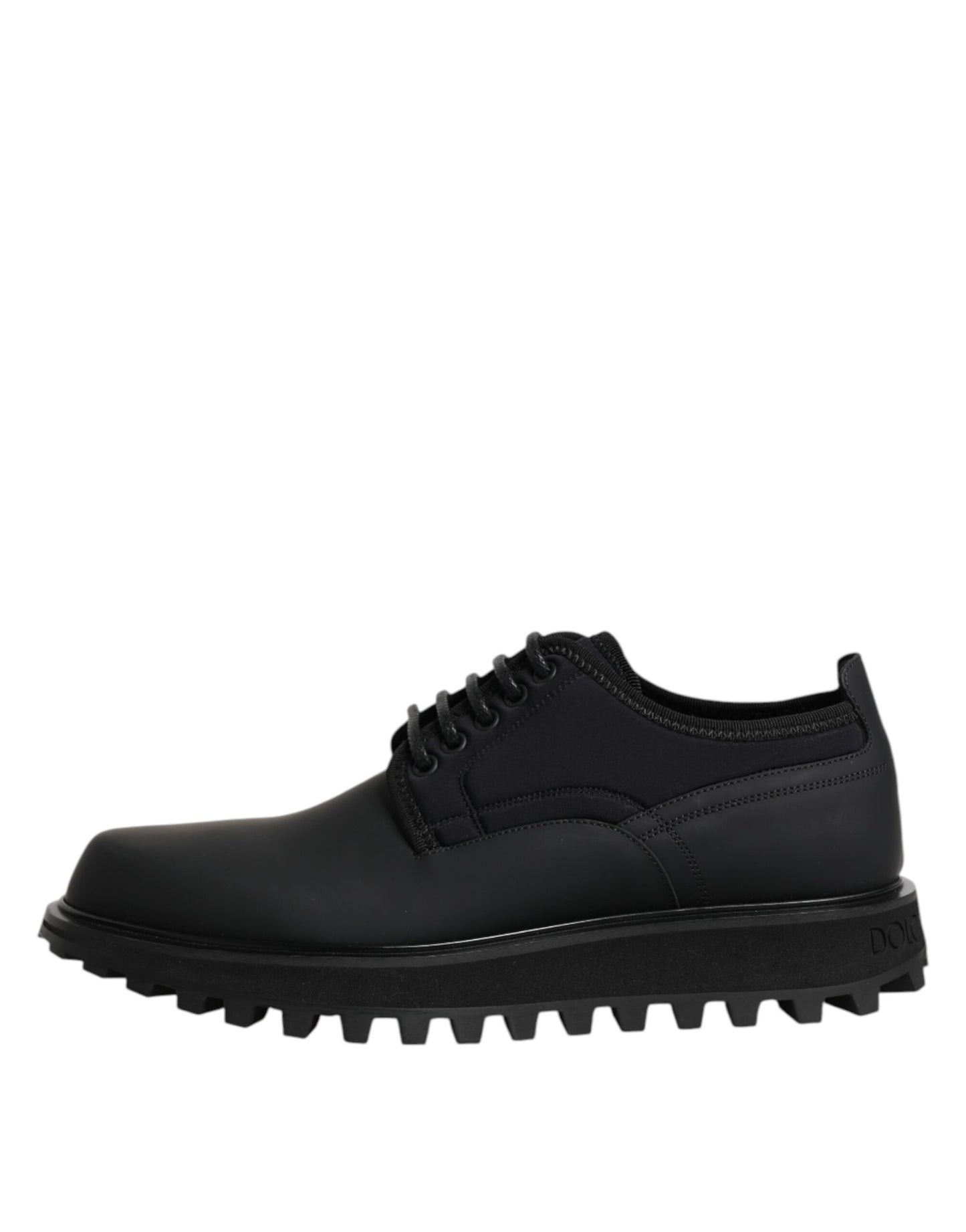 Black Leather Lace Up Trekking Dress Shoes-Dolce & Gabbana-LabelTerrace.com
