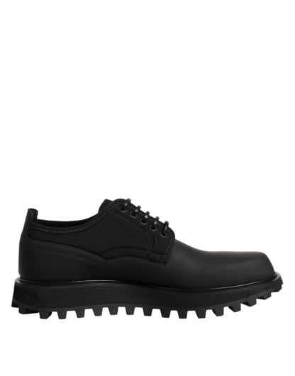 Black Leather Lace Up Trekking Dress Shoes-Dolce & Gabbana-LabelTerrace.com