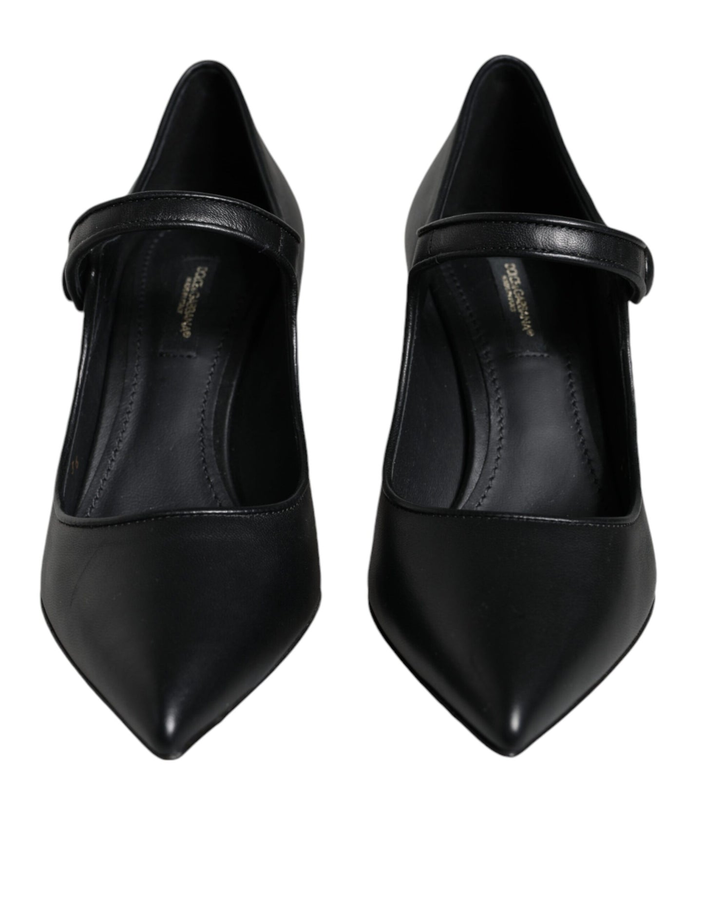 Black Leather Logo Heels Mary Janes Pumps Shoes-Dolce & Gabbana-LabelTerrace.com