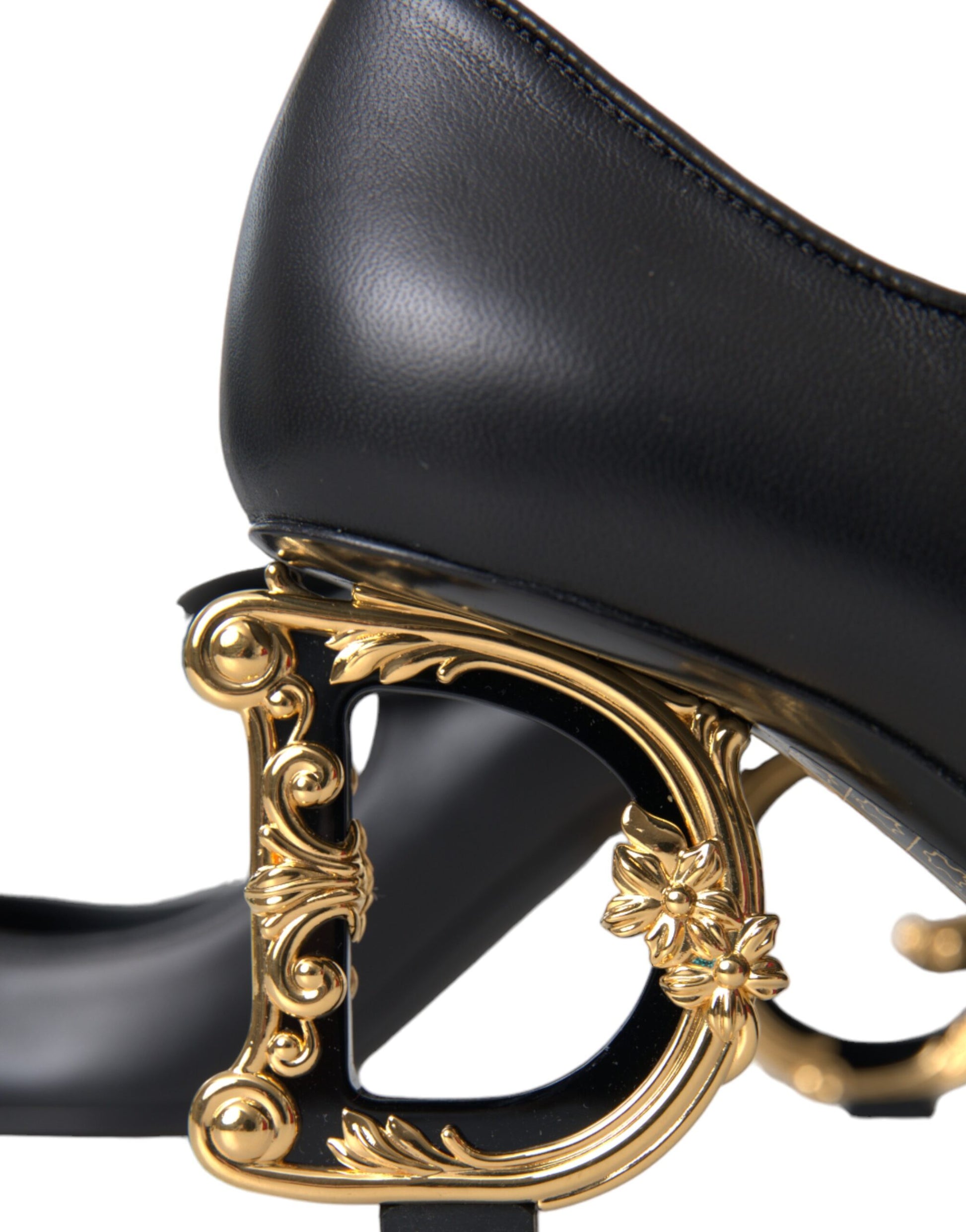 Black Leather Logo Heels Mary Janes Pumps Shoes-Dolce & Gabbana-LabelTerrace.com