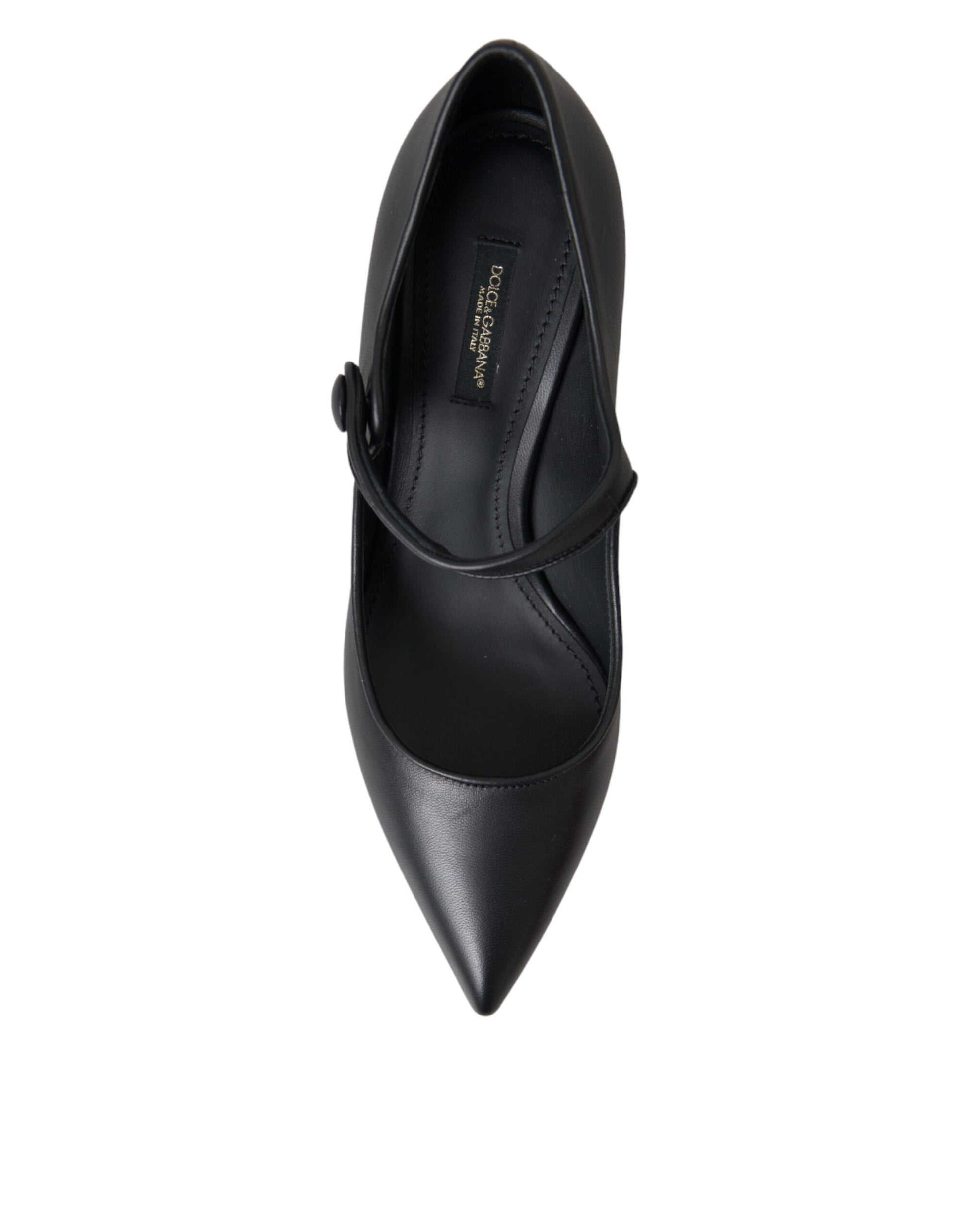 Black Leather Logo Heels Mary Janes Pumps Shoes-Dolce & Gabbana-LabelTerrace.com