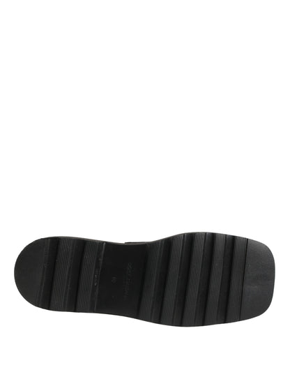 Black Leather Logo Plaque Ankle Boots Shoes