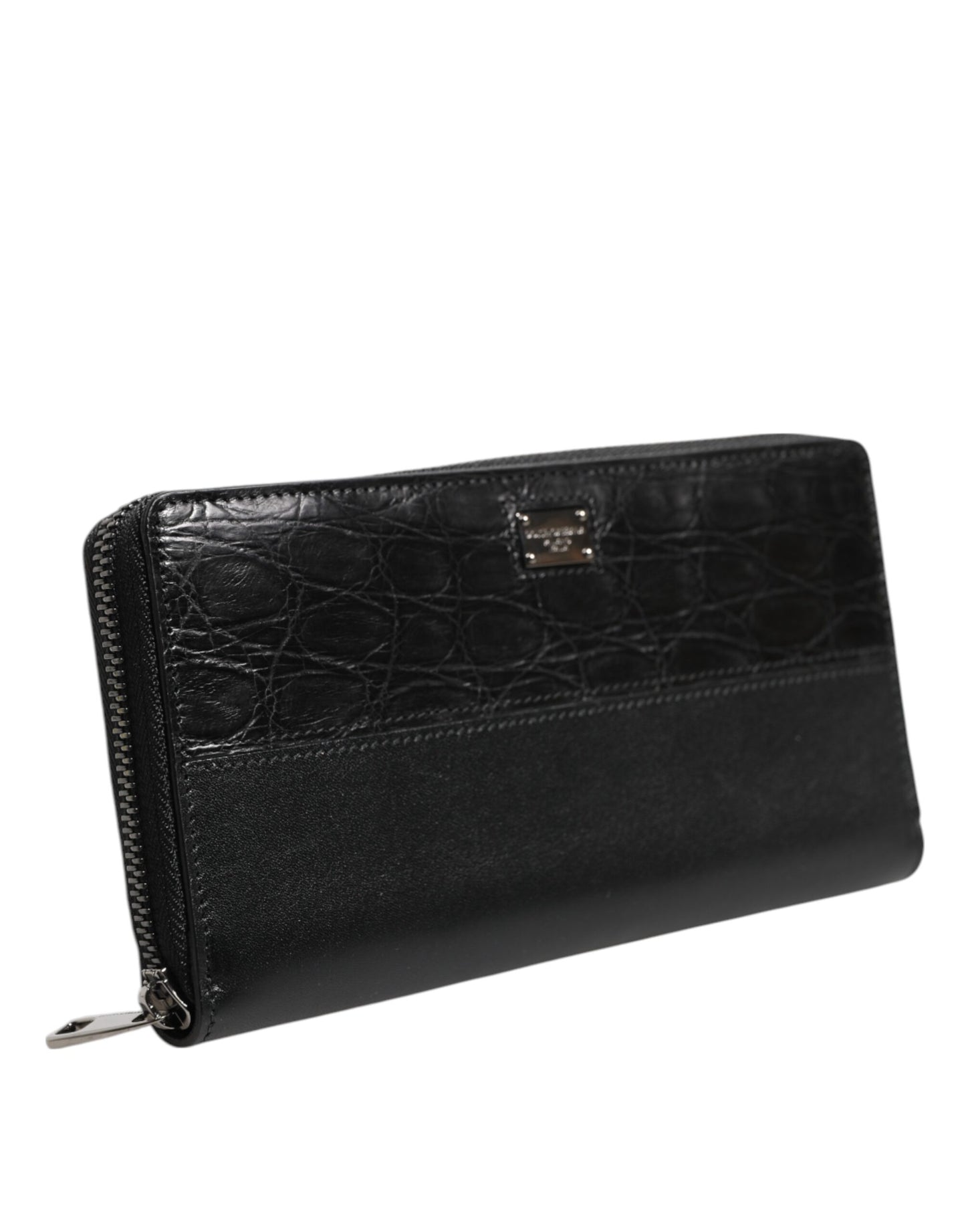 Black Leather Logo Plaque Zip Around Continental Wallet-Dolce & Gabbana-LabelTerrace.com