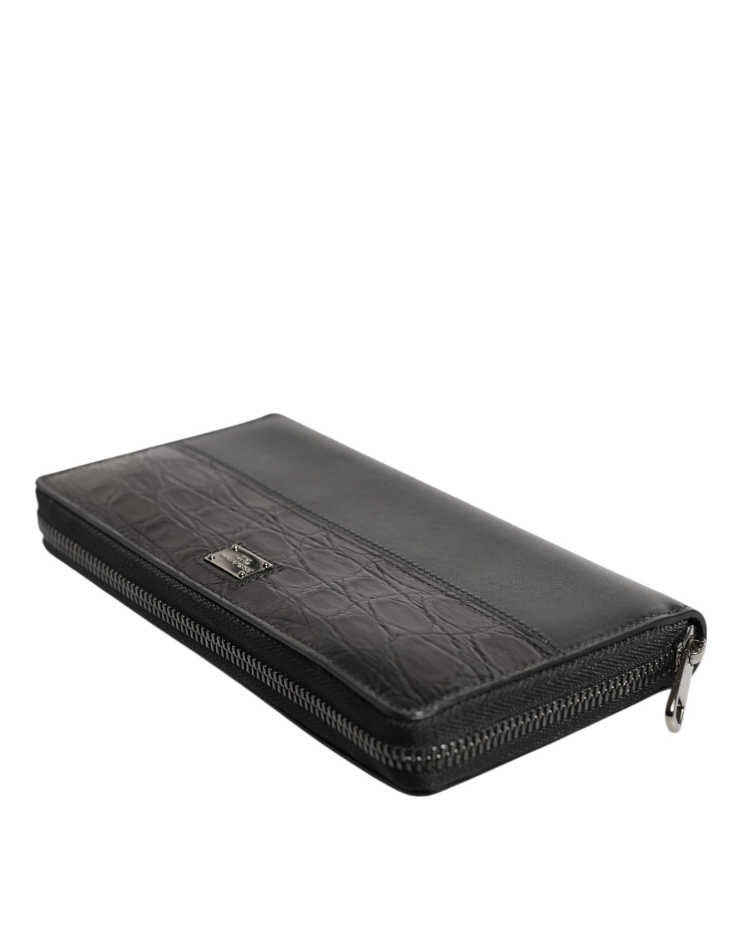 Black Leather Logo Plaque Zip Around Continental Wallet-Dolce & Gabbana-LabelTerrace.com