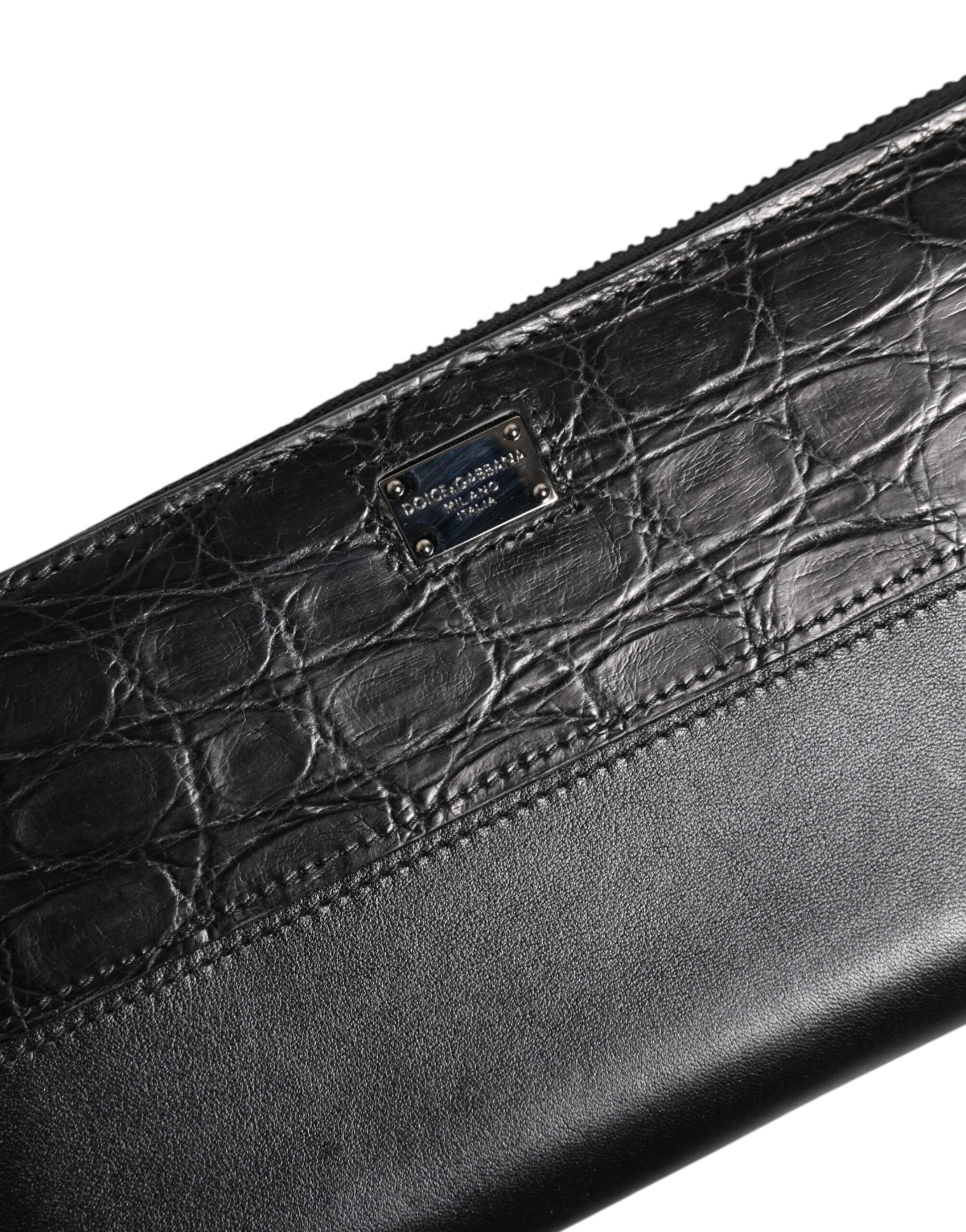 Black Leather Logo Plaque Zip Around Continental Wallet-Dolce & Gabbana-LabelTerrace.com