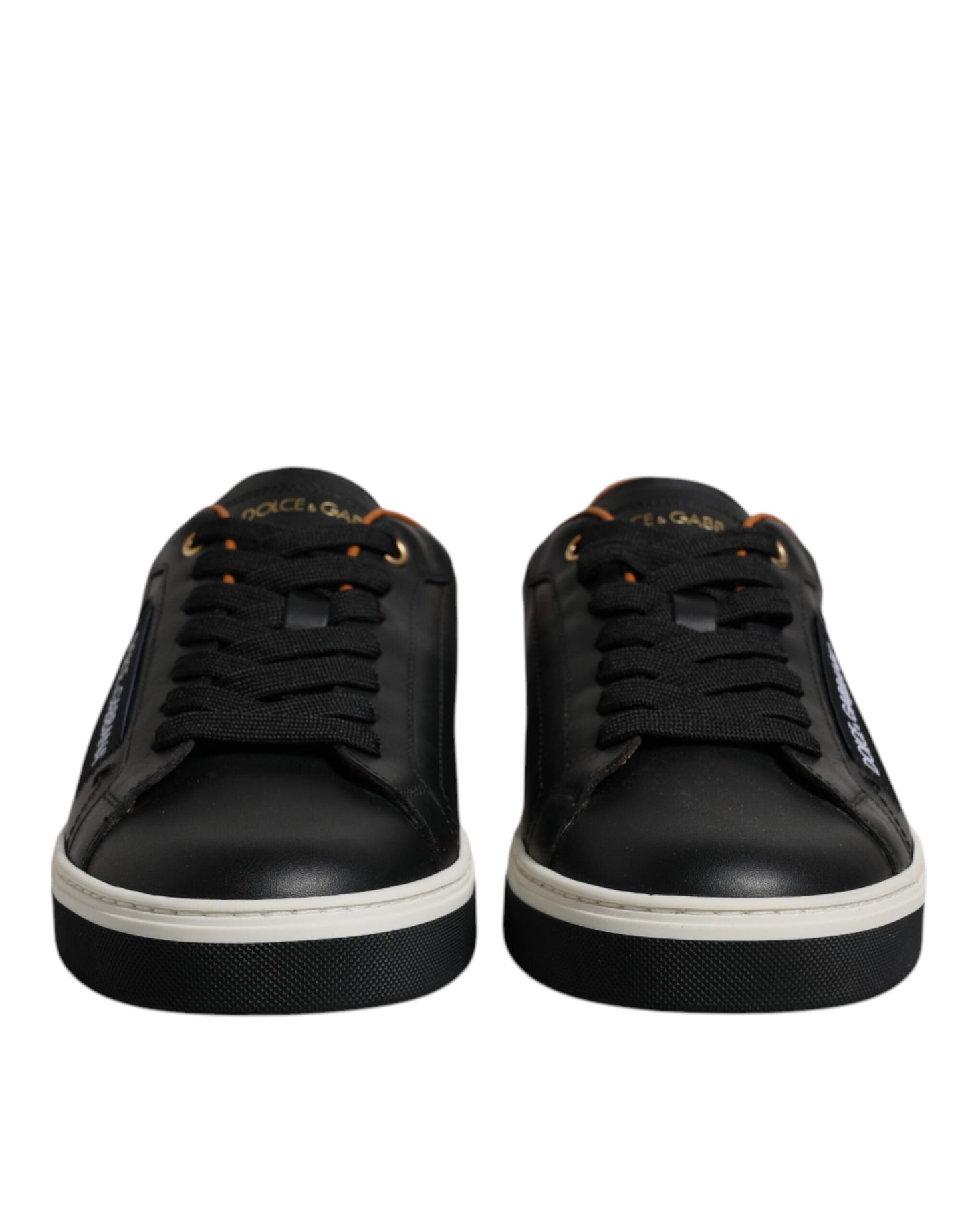 Black Leather Low Top Men Sneakers Shoes-Dolce & Gabbana-LabelTerrace.com