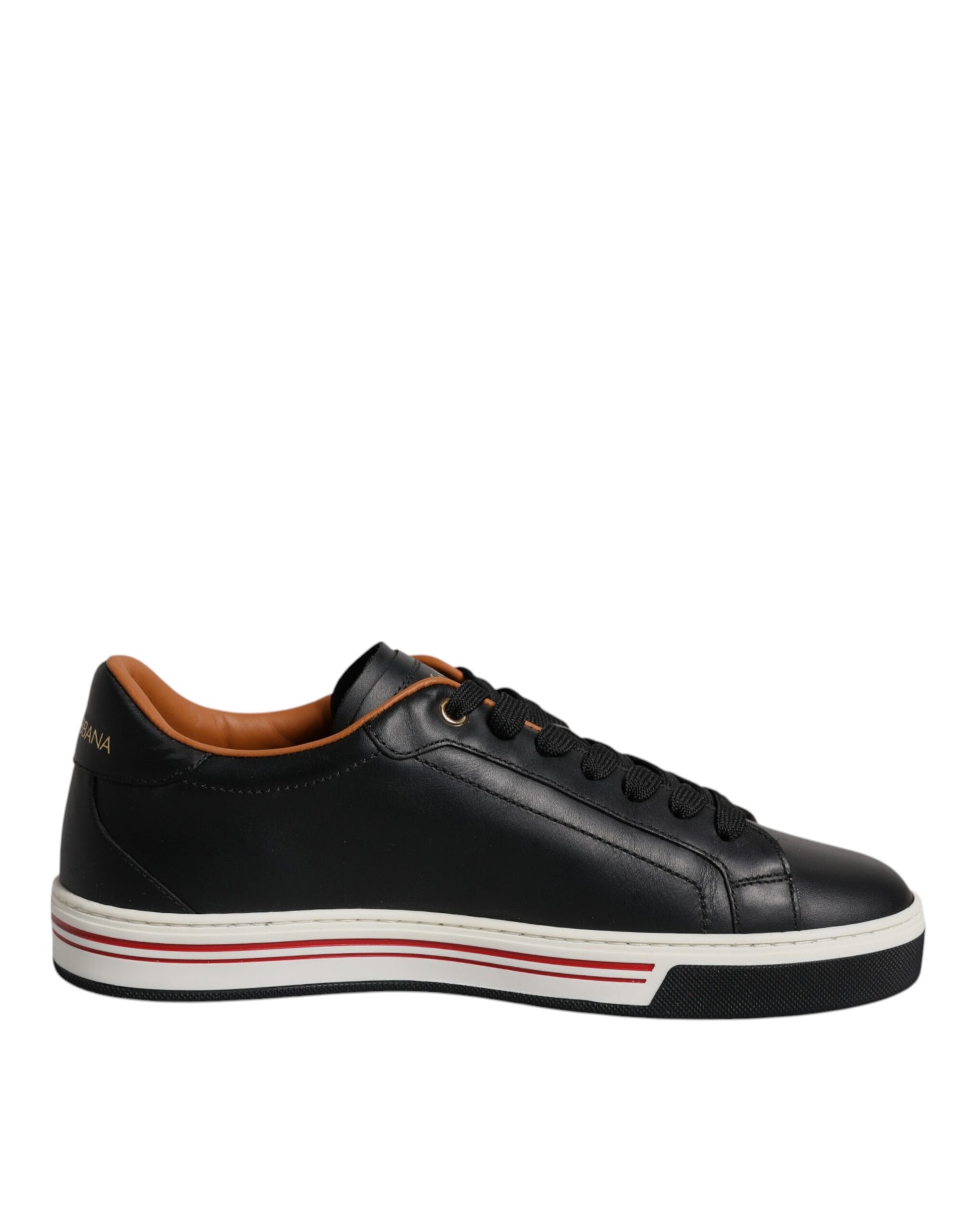 Black Leather Low Top Men Sneakers Shoes-Dolce & Gabbana-LabelTerrace.com