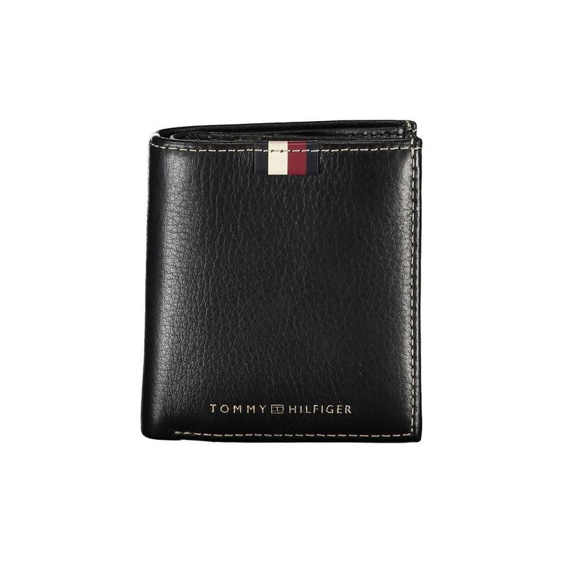 Black Leather Men Wallet-Tommy Hilfiger-LabelTerrace.com