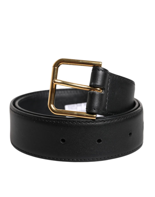 Black Leather Metal Buckle Classic Belt-Dolce & Gabbana-LabelTerrace.com