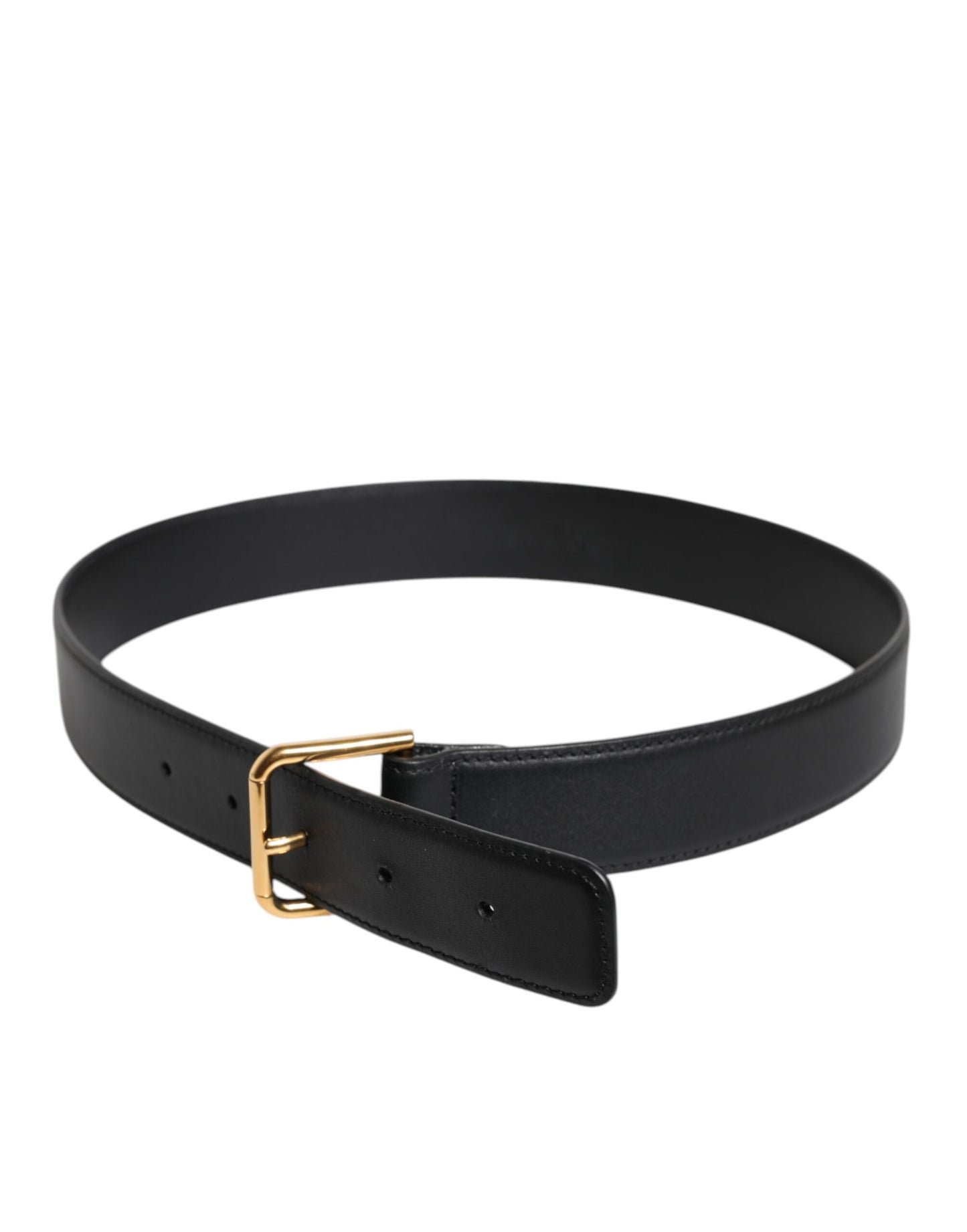 Black Leather Metal Buckle Classic Belt-Dolce & Gabbana-LabelTerrace.com