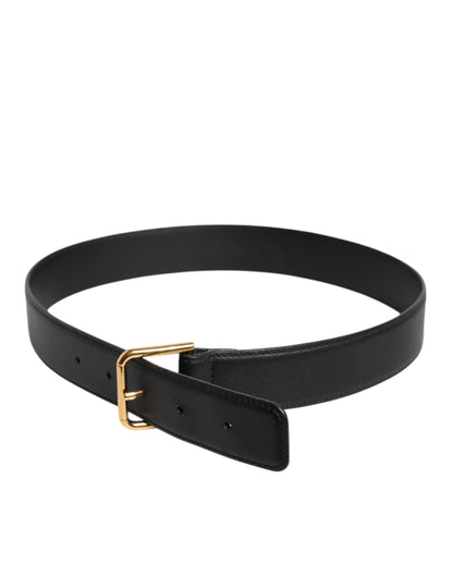 Black Leather Metal Buckle Classic Belt-Dolce & Gabbana-LabelTerrace.com